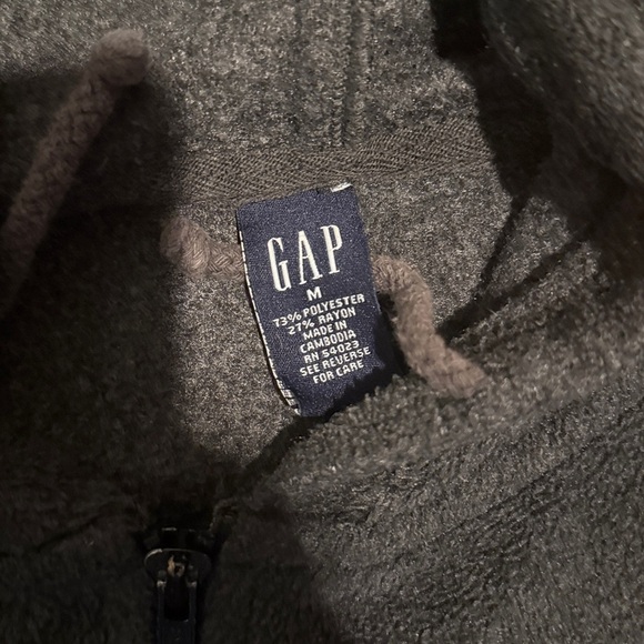 Gap Women’s Hoodie Vest Grayish Black Pockets Size Medium Zip up Sweater - Picture 4 of 5
